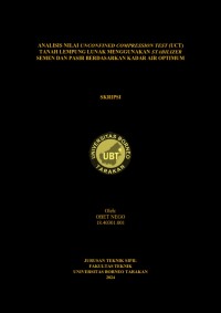 Analisis Nilai Unconfined Compression Test (UCT) Tanah Lempung Lunak Menggunakan Stabilizer Semen Dan Pasir Berdasarkan Kadar Air Optimum