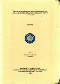 Identifikasi Minat Belajar Terhadap Hasil Belajar Matematika Siswa Kelas VIII SMPN 5 Tarakan