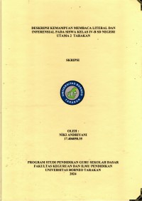 Deskripsi Kemampuan Membaca Literal Dan Inferensial Pada Siswa Kelas IV-B SD Negeri Utama 2 Tarakan