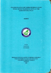 Analisis Kualitas Air Tambak Budidaya Udang Windu Sistem Tradisional Di Pulau Tibi Kabupaten Bulungan