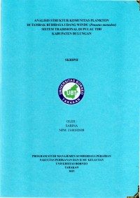 Analisis Struktur Komunitas Plankton Di Tambak Budidaya Udang Windu (Penaeus Monodon) Sistem Tradisional Di Pulau Tibi Kabupaten Bulungan