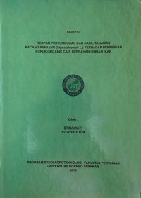 Respon Pertumbuhan Dan Hasil Tanaman Kacang Panjang (Vigna sinensis L.) Terhadap Pemberian Pupuk Organik Cair Berbahan Limbah Ikan