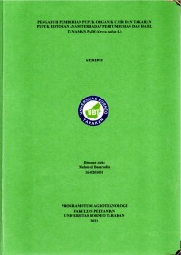Pengaruh Pemberian Konsentrasi Pupuk Organik Cair Dan Takaran Pupuk Kotoran Ayam Terhadap Pertumbuhan Dan Hasil Tanaman Padi (Oryza sativa L.)