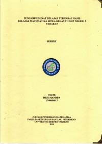 Pengaruh Minat Belajar Terhadap Hasil Belajar Matematika Siswa Kelas VII SMP Negeri 5 Tarakan