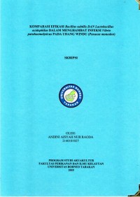 Komparasi Efikasi Bacillus Subtilis Dan Lactobacillus Acidophilus Dalam Menghambat Infeksi Vibrio Parahaemolyticus Pada Udang Windu (Penaeus Monodon)
