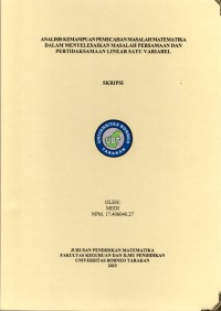 Analisis Kemampuan Pemecahan Masalah Matematika Dalam Menyelesaikan Masalah Persamaan Dan Pertidaksamaan Linear Satu Variabel