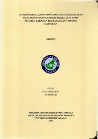Analisis Kesalahan Siswa Dalam Menyelesaikan Soal Persamaan Kuadrat Di Kelas IX-3 SMP Negeri 1 Tarakan Berdasarkan Tahapan Kastolan