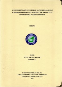Analisis Kemampuan Literasi Sains Berdasarkan IQ (Intelligence Quotient) Dan Jam Belajar Siswa Kelas XI MIPA Di SMA Negeri 2 Tarakan
