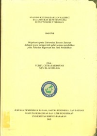 Analisis Ketidakbakuan Kalimat Dalam Surat Keputusan (SK) Di SMP Negeri 2