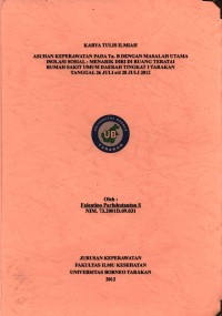 Asuhan Keperawatan Pada Tn. B Dengan Masalah Utama Isolasi Sosial: Menarik Diri Di Ruang Teratai Rumah Sakit Umum Daerah Tingkat I Tarakan Tanggal 26 Juli s/d 28 Juli 2012