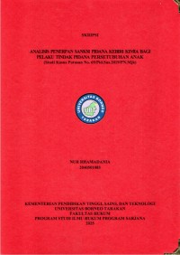 ANALISIS  PENERAPAN SANKSI PIDANA KEBIRI KIMIA BAGI PELAKU TINDAK PIDANA  PERSETUBUHAN ANAK
(Studi Kasus Putusan No. 69/Pid.Sus.2019/PN.Mjk)