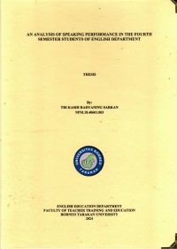 An Analysis Of Speaking Performance In The Fourth Semester Students Of English Department