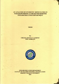 An Analysis Of Students’ Difficulties In Paragraph Writing At The Second Semester English Education Department