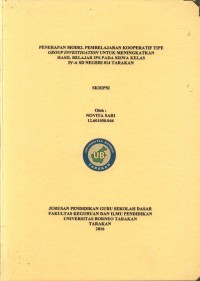 Penerapan Model Pembelajaran Kooperatif Tipe Group Investigation Untuk Meningkatkan Hasil Belajar IPS Pada Siswa Kelas IV-A SD Negeri 014 Tarakan