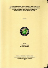 Analisis Kemampuan Penalaran Siswa Kelas IX MTs Negeri Tarakan Dalam Menyelesaikan Soal Cerita Matematika Pada Materi Sistem Persamaan Linear Dua Variabel