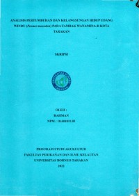 Analisis Pertumbuhan Dan Kelangsungan Hidup Udang Windu (Penaeus monodon) Pada Tambak Wanamina Di Kota Tarakan