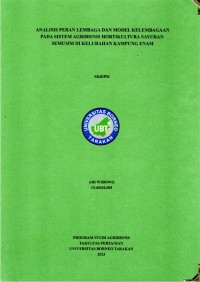 Analisis Peran Lembaga Dan Model Kelembagaan Pada Sistem Agribisnis Hortikultura Sayuran Semusim Di Kelurahan Kampung Enam