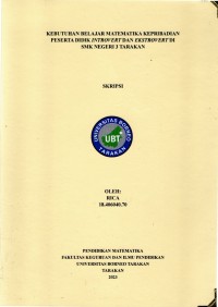 Kebutuhan Belajar Matematika Kepribadian Introvert Dan Ekstrovert Di SMK Negeri 3 Tarakan