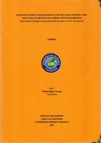 Penetapan Waktu Standar Dengan Mengunakan Metode Time Study  Dalam Menentukan Produktivitas Karyawan (Studi Kasus Pembuatan Lemari Makan Pada Bengkel Las Citra Alumunium)