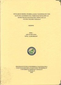 Pengaruh Model Pembelajaran Kooperatif Tipe Kancing Gemerincing Terhadap Kemampuan Komunikasi Matematika Siswa Kelas VII MTs Negeri Tarakan