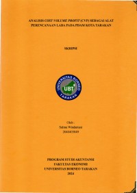 Analisis Cost Volume Profit (CVP) Sebagai Alat Perencanaan Laba Pada PDAM Kota Tarakan