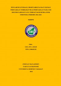 Pengaruh Leverage, Profitabilitas Dan Ukuran Perusahaan Terhadap Nilai Perusahaan Pada Sub Sektor Farmasi Yang Terdaftar Di Bursa Efek Indonesia Periode 2016-2021