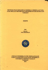 Meningkatkan Kemampuan Membaca Permulaan Pada Anak Melalui Metode Multisensori Di TK B2 Handayani Tarakan