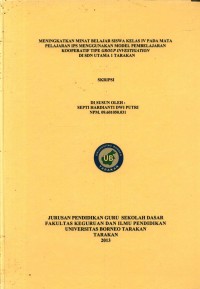 Meningkatkan Minat Belajar Siswa Kelas IV Pada Mata Pelajaran IPS Menggunakan Model Pembelajaran Kooperatif Tipe Group Investigation Di SDN Utama 1 Tarakan