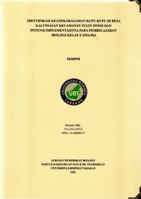Identifikasi Keanekaragaman Kupu-Kupu Di Desa Kalunsayan Kecamatan Tulin Onsoi Dan Potensi Implementasinya Pada Pembelajaran Biologi Kelas X SMA/MA