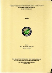 Deskripsi Kesulitan Menulis Siswa Kelas IV Pada Muatan Pelajaran Bahasa Indonesia Di SDN 035 Tarakan