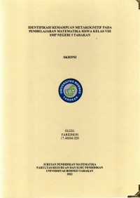 Identifikasi Kemampuan Metakognitif Pada Pembelajaran Matematika Siswa Kelas VIII SMP Negeri 3 Tarakan