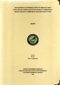 Pengembangan Booklet Jenis Tumbuhan Obat Suku Dayak Tahol Bagi Masyarakat Lumbis Hulu Di Kecamatan  Lumbis Hulu Kalimantan Utara