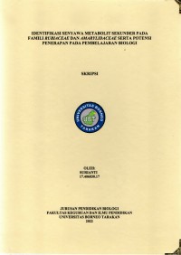 Identifikasi Senyawa Metabolit Sekunder Pada Famili Rubiaceae Dan Amarylidaceae Serta Potensi Penerapan Pada Pembelajaran Biologi