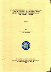 An Analysis Of The Use Of Youtube Videos “VOA Learning English” Channel On Students' Learning Listening Of Eighth-Grade At  SMP Negeri 5 Tarakan