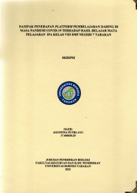 Dampak Penerapan Platform Pembelajaran Daring Dimasa Pandemi Covid-19 Terhadap Hasil Belajar Mata Pelajaran IPA Kelas VIII SMP Negeri 7 Tarakan