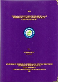 Kebijakan Hukum Pemerintah Daerah Dalam Pemenuhan Hak Pangan Warga Negara Di Kabupaten Malinau