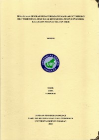 Pemahaman Generasi Muda Terhadap Pemanfaatan Tumbuhan Obat Tradisional Suku Dayak Kenyah Desa Punan Gong Solok Kecamatan Malinau Selatan Hilir