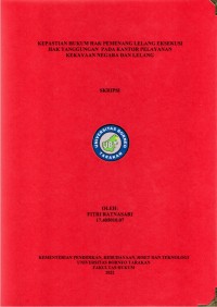 Kepastian Hukum Hak Pemenang Lelang Eksekusi Hak Tanggungan Pada Kantor Pelayanan Kekayaan Negara Dan Lelang