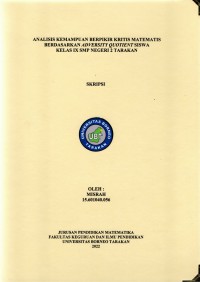 Analisis Kemampuan Berpikir Kritis Matematis Berdasarkan Adversity Quotient Siswa Kelas IX SMP Negeri 2 Tarakan