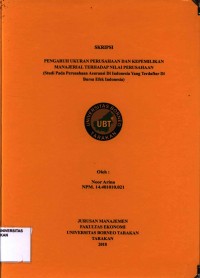 Pengaruh Ukuran Perusahaan Dan Kepemilikan Manajerial Terhadap Nilai Perusahaan (Studi Pada Perusahaan Asuransi Di Indonesia Yang Terdaftar Di Bursa Efek Indonesia)