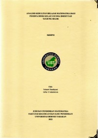 Analisis Kesulitan Belajar Matematika Bagi Peserta Didik Kelas X Di SMA Idrisiyyah Tanjung Selor