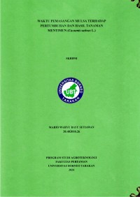 Waktu Pemasangan Mulsa Terhadap Pertumbuhan Dan Hasil Tanaman Mentimun (Cucumis sativus l.)