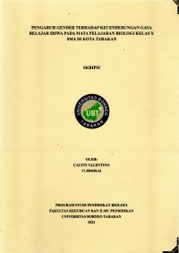 Pengaruh Gender Terhadap Kecenderungan Gaya Belajar Siswa Pada Mata Pelajaran Biologi Kelas X SMA Di Kota Tarakan