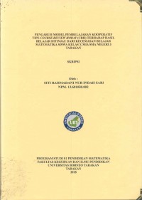 Pengaruh Model Pembelajaran Kooperatif Tipe Course Review Horay (CRH) Terhadap Hasil Belajar Ditinjau Dari Kecemasan Belajar Matematika Siswa Kelas X MIA SMA Negeri 3 Tarakan