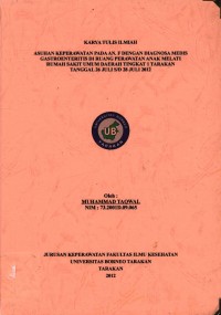 Asuhan Keperawatan Pada An. F Dengan Diagnosa Medis Gastroenteritis Di Ruang Perawatan Anak Melati Rumah Sakit Umum Daerah Tingkat 1 Tarakan Tanggal 26 Juli s/d 28 Juli 2012