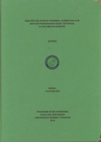 Analisis Kelayakan Finansial Komoditas Sub Sektor Perkebunan Basis Tertinggi Di Kecamatan Sebatik