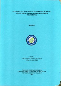 Analisis Kualitas Air Dan Tanah Pada Budidaya Udang Windu (Penaeus Monodon) Di Tambak Tradisional