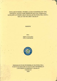 Pengaruh Model Pembelajaran Kooperatif Tipe Thinking Aloud Pairs Problem Solving Terhadap Kemampuan Pemecahan Masalah Matematika Siswa Kelas VIII MTs DDI Tarakan