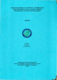 Studi Pengembangan Budidaya Pembesaran Kepiting Bakau (Scylla serrata) Di Tambak Tradisional Dan Hutan Mangrove