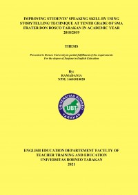 Improving Students’ Speaking Skill By Using Storytelling Technique At Tenth Grade Of SMA Frater Don Bosco Tarakan In Academic Year 2018/2019